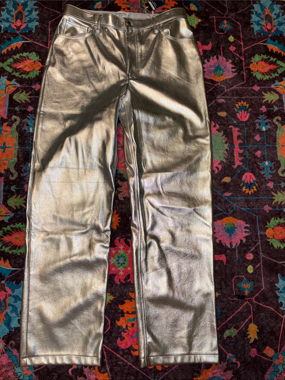 Abercrombie Metallic Silver Faux Leather Pants
